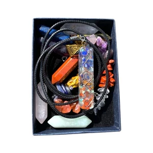 9pcs Quartz Crystal Chakra Healing Set Necklace Bracelet Stones Crystals - Picture 1 of 12