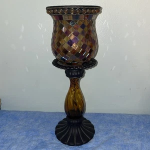 PartyLite Global Fusion Azulejo de Vidrio Estilo Mosaico Candelabro 12.3” Alto - Imagen 1 de 5