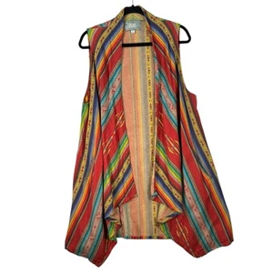 Silverado Southwestern Blanket Duster Vest Womens Sz Small Native Boho Colorful - Picture 1 of 9