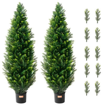 VEVOR 2 Pack 4' Cedro Artificial Topiario Árbol Imitación Planta UV Decoración Interior/Exterior Foto 1 de 4