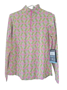 IBKUL Sun Protective UPF 50 Cooling Long Sleeve Mock Neck Pineapple Pink Lime S - Bild 1 von 6