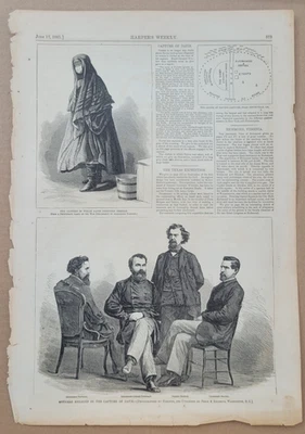 Захват Джефферсона Дэвиса 1865 винтажный принт маскировка Дэвиса + похитители Дэвиса - Изображение 1 из 4