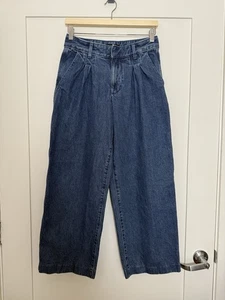 Banana Republic Jeans Sz 27/4 Petite Blue Pleated High Rise Wide Leg Denim Retro - Picture 1 of 14