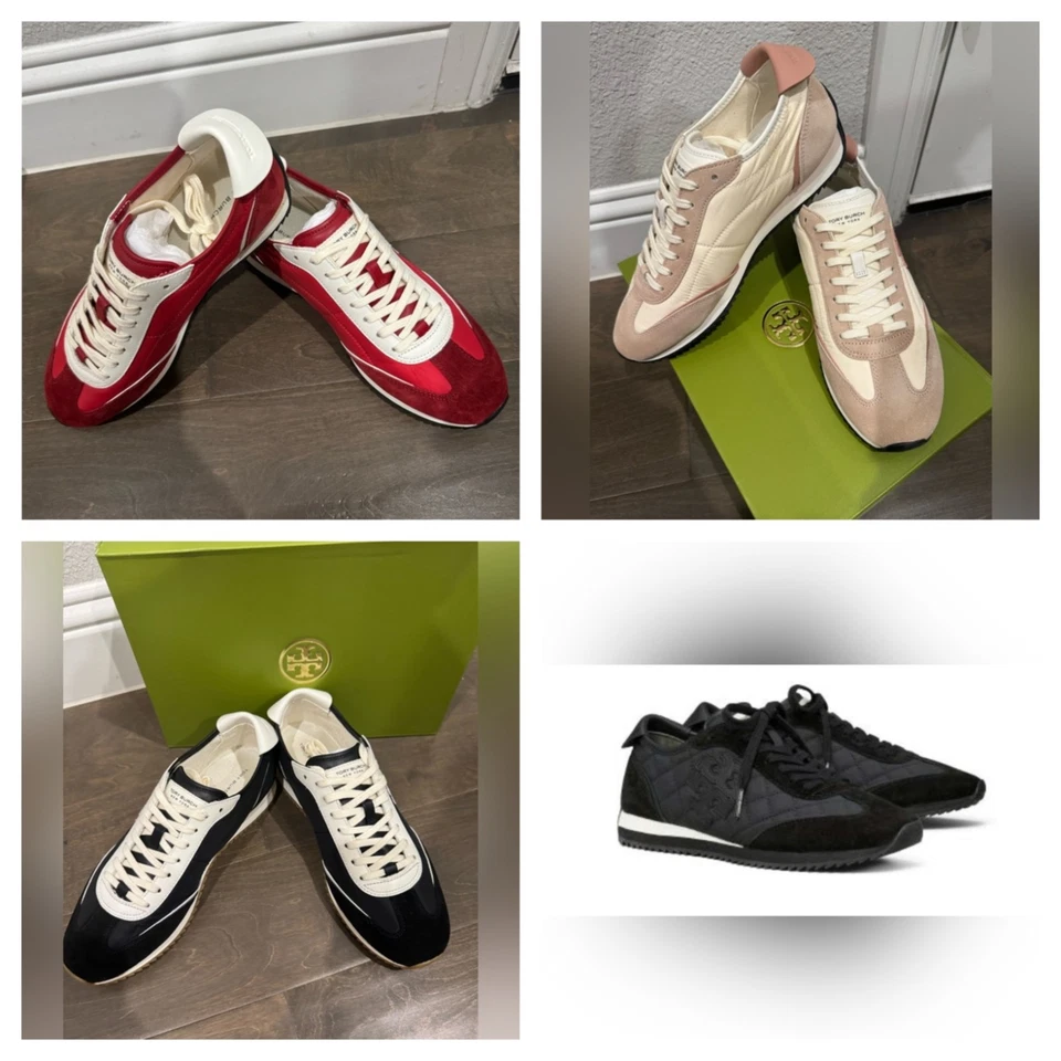 Tory Burch Color Block 2.0 Signature T-Logo Nylon Suede Sneaker Shoes - Image 1 of 1