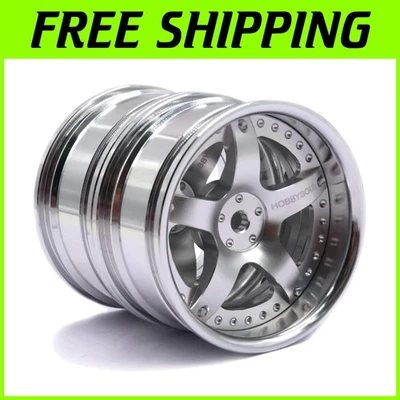 Llantas ligeras de aluminio plateadas 1:10 con desplazamiento ajustable para coches de deriva RC Foto 1 de 4