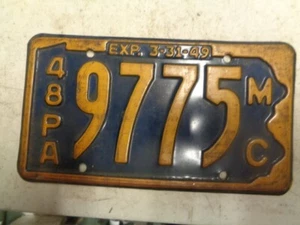 1948 Pennsylvania Motorcycle License Plate Very Good Condition - Picture 1 of 2