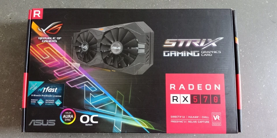 Asus Radeon RX570 graphic card - 4 gig memory - OC edition - Image 1 of 2