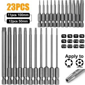 23pcs Torx Screwdriver Bit Set Hex Security Magnetic Head 50mm 100mm Extra Long - Picture 1 of 6