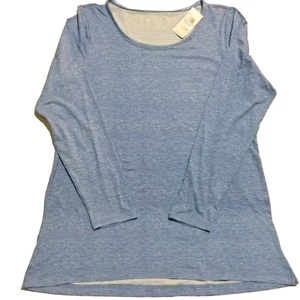 New Jockey Scoop Neck Pajama Top Long Sleeve Heathered Blue Women's Large - Picture 1 of 4