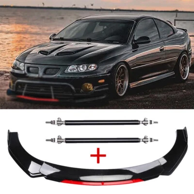 For Pontiac GTO 2004-2006 Car Black&Red Front Bumper Splitter Spoiler +Strut Foto 1 de 4