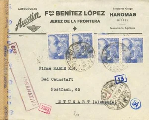 España. Estado Español. SOBRE 929(4). 1943. 70 cts ultramar, cuatro sellos. JE - Imagen 1 de 2