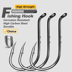50pc Saltwater Octopus Fishing Hook High Carbon Steel Barbed Circle Hook 8#-7/0# - Picture 1 of 35