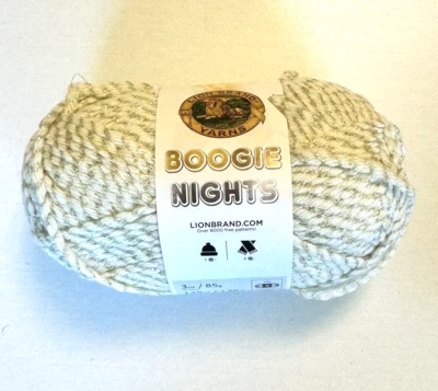 1 skein Lion Brand BOOGIE NIGHTS "Blitz" White Silver 3 oz 149 yds #5 Bulky - Image 1 of 4