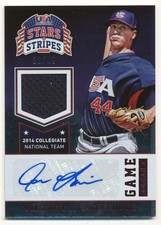2015 USA BB Stars/Stripes Game Gear Mat Sig Longevity Ruby #44 Jake Lemoine /49