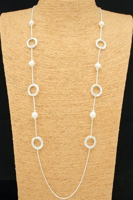 Ожерелье с родием и искусственным жемчугом - Изображение 1 из 1