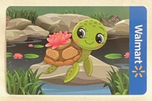 Walmart Cute Green Turtle Rock Pond Pink Lotus Flower 2025 Gift Card FD-108772 - Picture 1 of 1