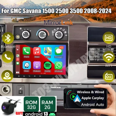 For GMC Savana 1500 2500 3500 2008-2024  Fit For  CarPlay Car GPS Radio WIFI - Image 1 of 4