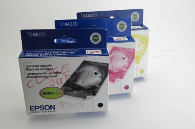 EPSON Stylus Ink Cartridge Set- Yellow T044420 - Magenta T044320 - Black T044120 - Image 1 of 4