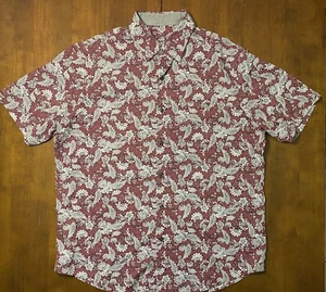 Tasso Elba Herren Kurzarm Hemd weinrot Button Down Paisley Größe XL - Bild 1 von 7