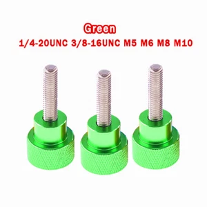 1/4-20 3/8-16 M5 M6 M8 M10 Knurled Thumb Screws Aluminum +Stainless Steel Green - Picture 1 of 4