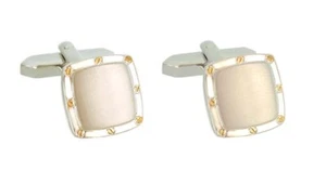 edle Manschettenknöpfe bicolor kleinere Größe! quadratisch nur 14 mm MK0505 +Box - Bild 1 von 3