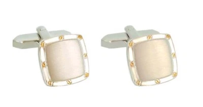 edle Manschettenknöpfe bicolor kleinere Größe! quadratisch nur 14 mm MK0505 +Box - Bild 1 von 3