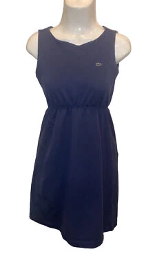 Mujer Vintage Lacoste 34 Azul Sin Mangas Algodón Tenis Vestido Forrado A Foto 1 de 4