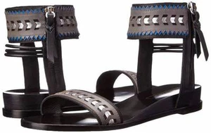 NEW Cynthia Vincent Fayette GLADIATOR BLACK Leather Sandals Size 8.5 Shoe - Picture 1 of 7
