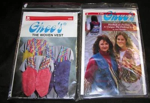 2 GHEE'S DESIGNER WEARABLE ART PATTERNS, WOVEN VEST & FLY FISHING STYLE VEST - Picture 1 of 6
