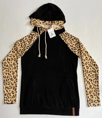 Sudadera Estampado Leopardo Ampersand Avenue Doble Capucha - Al Merodear - Talla M Foto 1 de 4