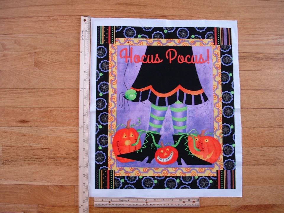 Halloween Hocus Pocus Witch Pumpkins Cotton Quilt Fabric Wall Hanging - Image 1 of 1