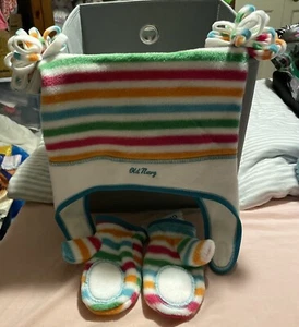 NWT OLD NAVY Multi-striped 2 PC HAT MITTEN SET INFANT LARGE - Picture 1 of 8
