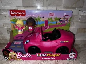 Coche de juguete convertible Barbie Fisher-Price Little People con sonidos musicales y 2 figuras - Imagen 1 de 6