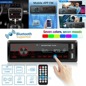 Single 1DIN Bluetooth Car Stereo Radio Touch Screen FM Multimedia MP3 MP5 Player - Picture 1 of 17