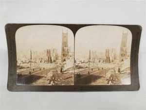 Tarjeta Stereoview 1906 mirando hacia abajo California St. - San Francisco, CA desastre - Imagen 1 de 3