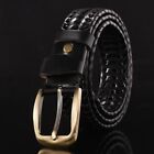 Leather Dress Casual Weave Braided Belts Pin Buckle Waistband Strap Mens