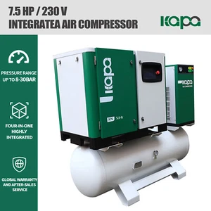 7.5HP 29cfm 4 in 1 VSD Rotary Screw Air-Compressors W/ 80gal tank  3 Phase 230V  - Picture 1 of 9