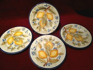Set Of 4 Lemon Scene 8" Salad Plates By Real Kitchen. - Picture 1 of 4