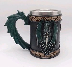 New MEDIEVAL Stainless Steel Large DRAGON Collector's Mug/Cup, 7" X 4" X 5-1/4" - Picture 1 of 17