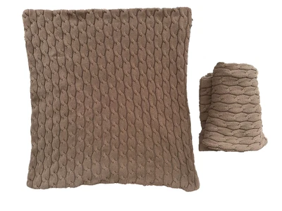 2 Restoration Hardware ￼ Cable Knit Pillow Case Cover 23" X 23 Brown Cotton Pair - Image 1 of 3