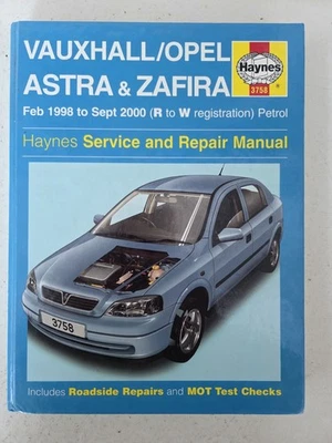 Vauxhall Astra & Zafira MPV Petrol Haynes Manual Feb 1998 to 2000 (R to W reg) - Image 1 of 4