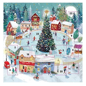 Skating in the Snow Ling Advent Calendar Card 159 x 159 mm white envelope - Picture 1 of 1