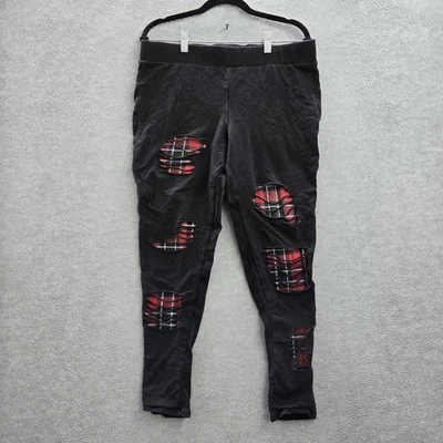 Legging Torrid Mujer 2 Negro Cuadros Sólido Envejecido Panel Indie Sleaze Grunge Foto 1 de 4