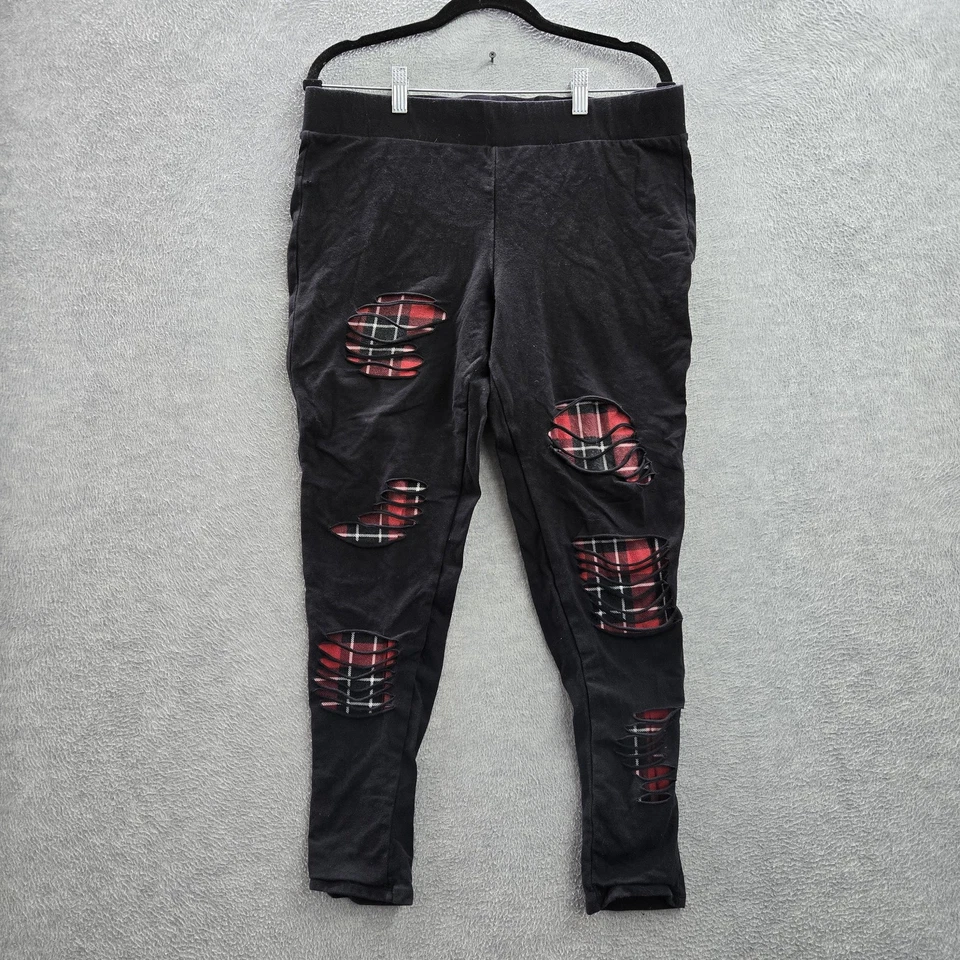 Legging Torrid Mujer 2 Negro Cuadros Sólido Envejecido Panel Indie Sleaze Grunge Foto 1 de 4