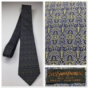 Vintage Yves Saint Laurent Herrenkrawatte Vollseide Geometrisches Muster Corpcore Designer - Bild 1 von 6