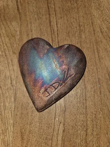 Blessed Heart Raku Pottery Turquoise Heart SIGNED artist Jeremy Diller Star Moon - Picture 1 of 3