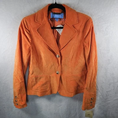 Doncaster Sport Blazer Womens Corduroy Size 8 Orange Two-Button Pockets NWT - Image 1 of 4