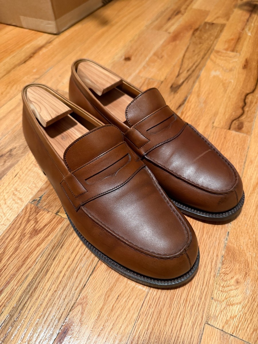 ◆美品 J.M. WESTON #670 Brett Loafer 6D Women's Toucan burgundy boxcalf Triple Sole 180 Loafer