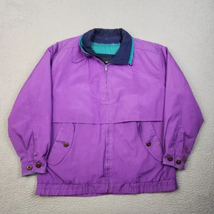 Womens London Fog Full Zip Lined Medium Vintage Purple Teal Outdoors Classic 90s - Picture 1 of 15