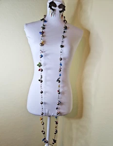 Antique Mexican Wedding Necklace 72" Brass w/ matching fish earrings - Picture 1 of 4